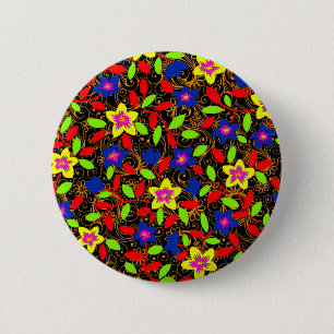 Hübsches farbenfrohes schwarzes wunderschönes Blum Button