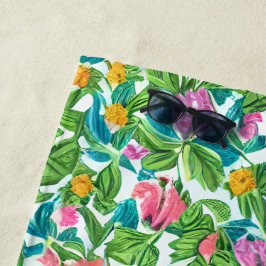Hübsches, farbenfrohes Sommerblumenmuster grün ros Strandtuch