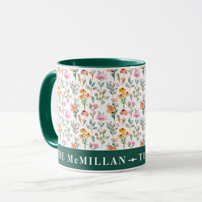 Hübsches farbiges Blumenmuster in Aquarellfarben p Tasse (Vorderseite Links)