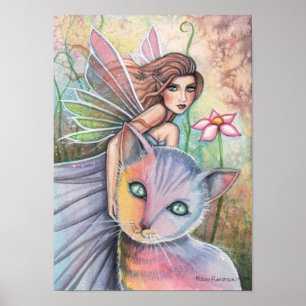 Hübsches Feenposter mit Katze von Molly Harrison Poster