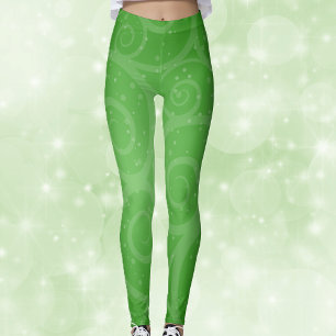 Hübsches festes Grün mit Wirbel und Kreisen Leggings