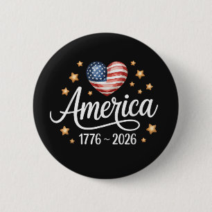 Hübsches Flaggenherz 1776-2026 4. Juli 250. Button