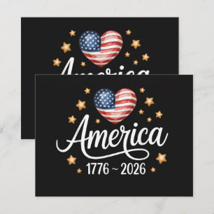Hübsches Flaggenherz 1776-2026 4. Juli 250. Einladung
