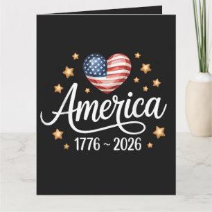 Hübsches Flaggenherz 1776-2026 4. Juli 250. Karte