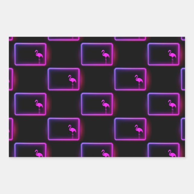 Hübsches Flamingo Wrapping Paper Flat Sheet Set 3 Geschenkpapier Set (Vorderseite 3)