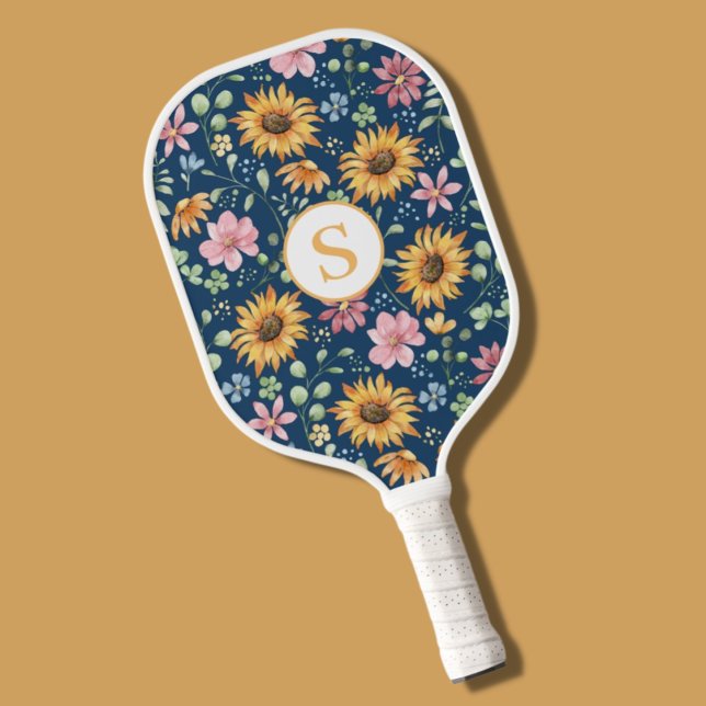 Hübsches Floral Monogram Pickleball Paddel Pickleball Schläger (Von Creator hochgeladen)