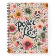 Hübsches Floral Retro Frieden und Liebe