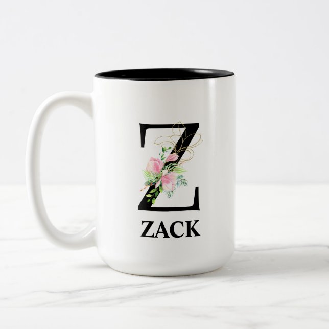 Hübsches Floral-Z-Alphabet Zweifarbige Tasse (Links)