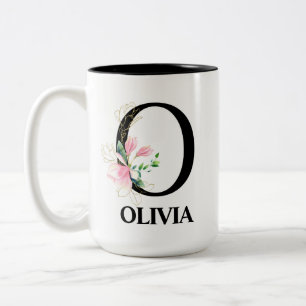 Hübsches Floralalphabet O Zweifarbige Tasse