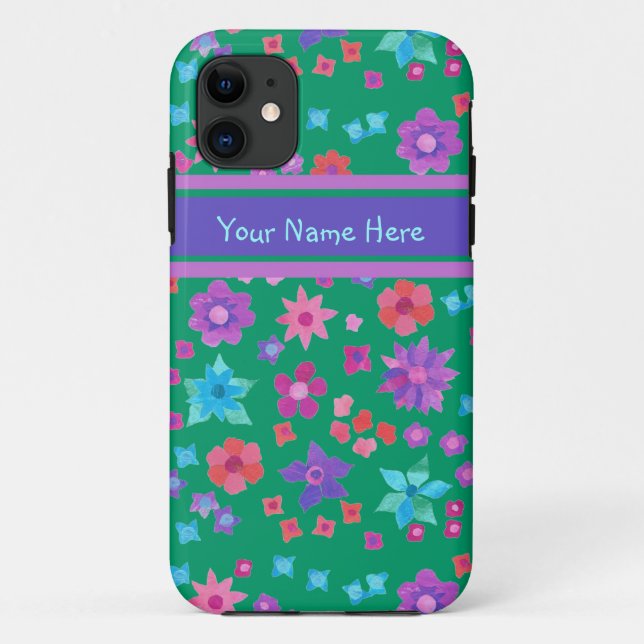 Hübsches florales Boho-Muster in Dunkelgrün Case-Mate iPhone Hülle (Rückseite)