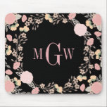 Hübsches florales Botanisches Monogramm Mousepad<br><div class="desc">Little Bayleigh.</div>