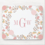 Hübsches florales Botanisches Monogramm Mousepad<br><div class="desc">Little Bayleigh.</div>