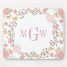 Hübsches florales Botanisches Monogramm Mousepad