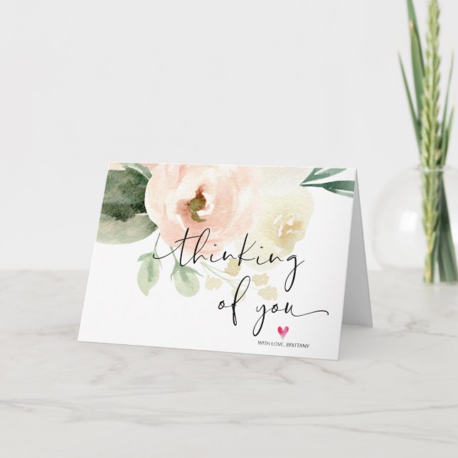 Hübsches florales Denken Sie an Sie Beileid ich ve Karte (Vorderseite)