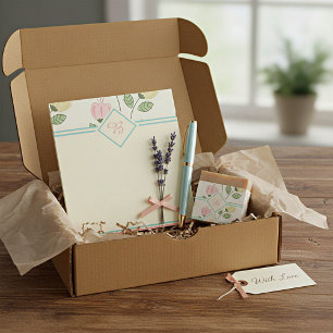 Hübsches florales Rahmenmonogramm Notizblock