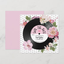 Hübsches florales Retro-Vinyl Save the Date Hochze