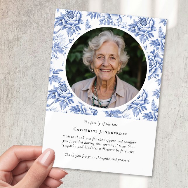 Hübsches Florals Foto Beileid Beerdigung Gedenkstä Dankeskarte (Von Creator hochgeladen)