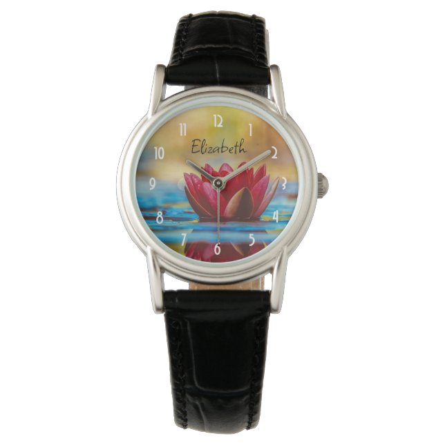 Hübsches Foto einer Lotus-Blume in einem Teich Armbanduhr (Vorderseite)