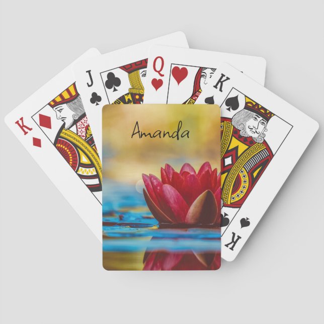 Hübsches Foto einer Lotus-Blume in einem Teich Spielkarten (Rückseite)