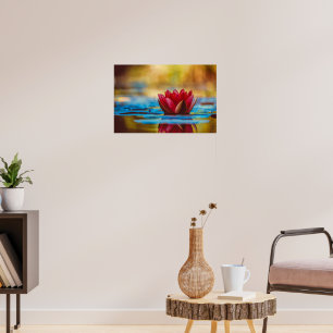 Hübsches Foto einer Lotusblume im Teich Poster