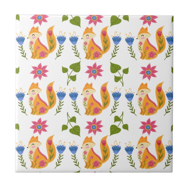 Hübsches Foxy Blumenpastellmuster Fliese (Vorderseite)
