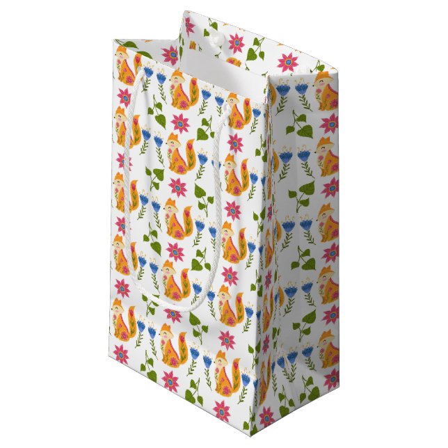 Hübsches Foxy Blumenpastellmuster Kleine Geschenktüte (Vorderseite Schrägansicht)