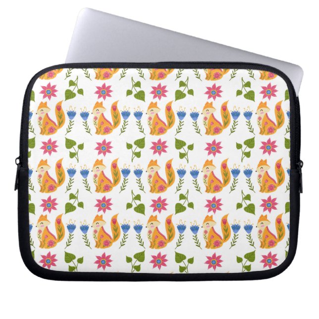Hübsches Foxy Blumenpastellmuster Laptopschutzhülle (Vorderseite)