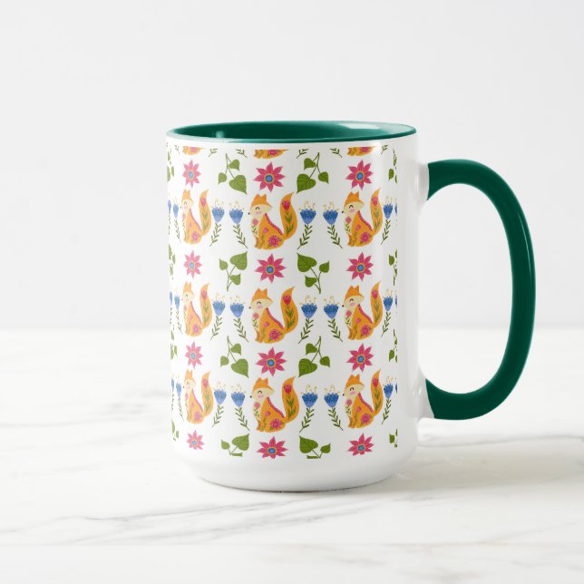 Hübsches Foxy Blumenpastellmuster Tasse (Rechts)