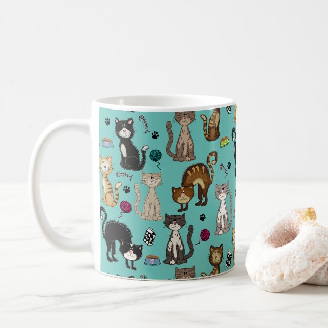 Hübsches Funny Cat Pattern Kaffeetasse (Mit Donut)
