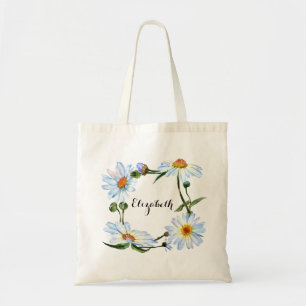 Hübsches Gänseblümchen-Monogramm Name Floral Blume Tragetasche