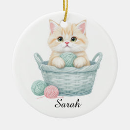 Hübsches Garn-Kätzchen-Ornament Keramik Ornament