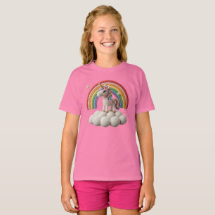 Hübsches gehäkeltel Einhorn auf einer Wolke mit Re T-Shirt