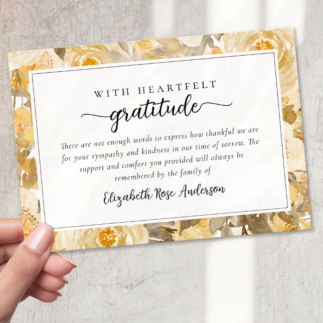 Hübsches Gelbes Beileid Beerdigung Dankeskarte (Von Creator hochgeladen)
