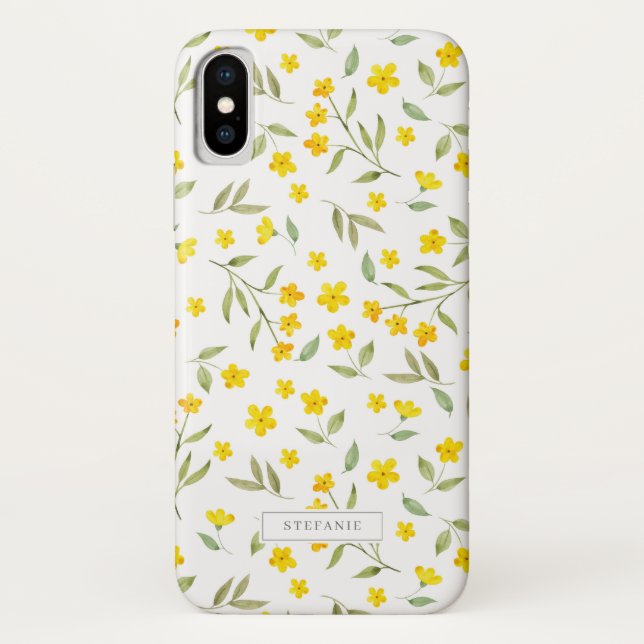 Hübsches gelbes Blumenmuster Case-Mate iPhone Hülle (Rückseite)