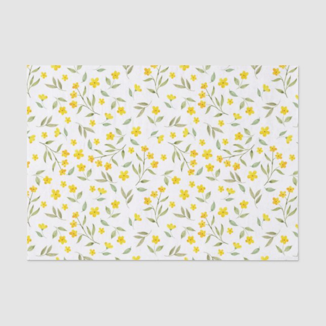 Hübsches gelbes Blumenmuster Seidenpapier (Vorderseite)