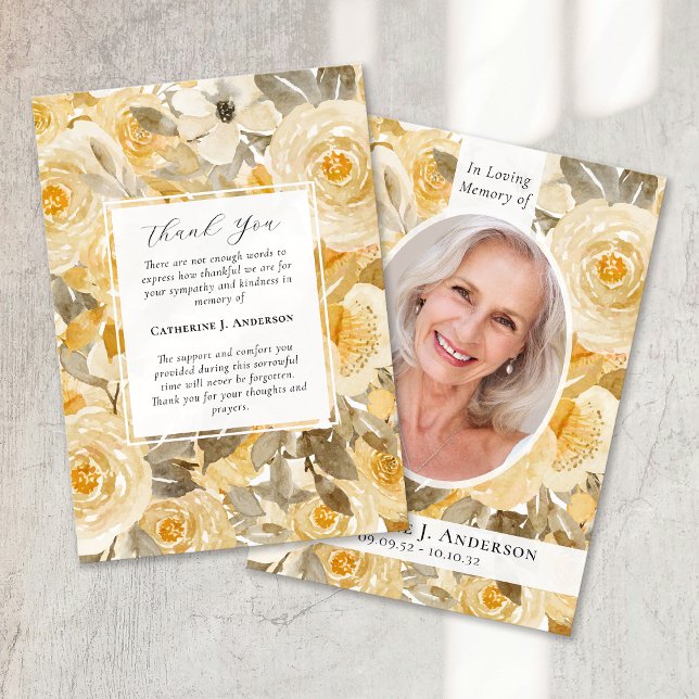 Hübsches Gelbes Foto Beileid Beerdigung Dankeskarte (Von Creator hochgeladen)