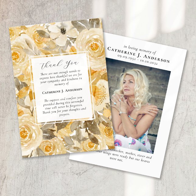 Hübsches Gelbes Foto Beileid Beerdigung Dankeskarte (Von Creator hochgeladen)