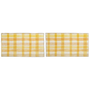 Hübsches gelbes, oranges Wasserfarbe-Karomuster Kissenbezug