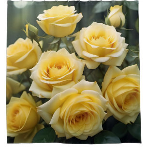 Hübsches gelbes Rosen-Gartenbild Duschvorhang