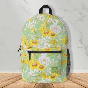 Hübsches Gelbgrün-Muster-Monogramm-Girl Bedruckter Rucksack