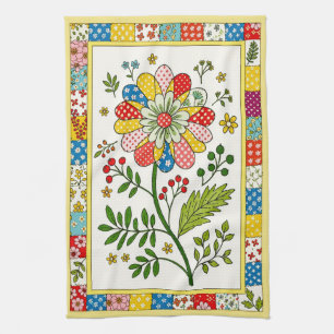 Hübsches gemustertes Blumen-Teehandtuch. Geschirrtuch