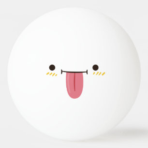 Hübsches Gesicht. Emoji Emoticon. spielerisch Tischtennisball