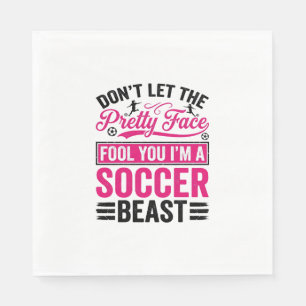 Hübsches Gesicht Fußball-Biest Vintage-Shirt-Desig Serviette