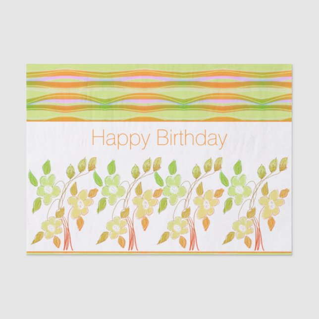 Hübsches Gewebe personalisieren Happy Birthday Seidenpapier (Vorderseite)