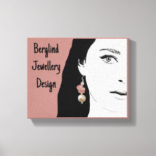 Hübsches Girl-Gesicht stilvolle Mode-Illustration Leinwanddruck
