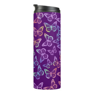 Hübsches Girl-Lila Butterfly-Muster Iridescent Thermosbecher