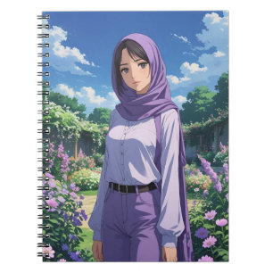Hübsches Girl Tragen von Lila Scarf Notizblock