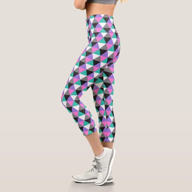 Hübsches Girly Chic Modernes geometrisches Muster Capri Leggings (Links)
