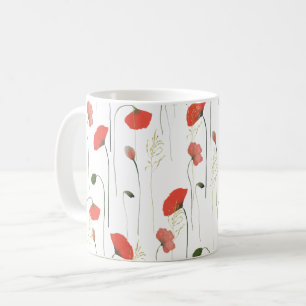 Hübsches Girly Poppies Blumenmuster Kaffeetasse
