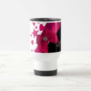 Hübsches girly rotes und weißes gemustertes reisebecher